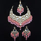 Tehzeeb Creations Gold-Polished Pink Color Kundan Stone/Uncut Kundan/Dibbi Kundan/Meena Kundan/Lucknow Kundan with Monalisa Drop Bridal Set for Girls & Women - Swadesiicart