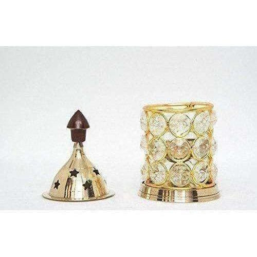 Brass Akhand Diya -Diamond Crystal Deepak - Oil Lamp | Swadesiicart
