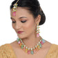 Tehzeeb Creations Back Meenakari Gold-Polished Multicolor Tika Earring Jewellery Set Uncut Kundan Big Faux Kundan Dibbi Kundan Choker Necklace Set | Swadesiicart