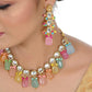 Tehzeeb Creations Back Meenakari Gold-Polished Multicolor Tika Earring Jewellery Set Uncut Kundan Big Faux Kundan Dibbi Kundan Choker Necklace Set | Swadesiicart
