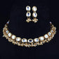 Tehzeeb Creations Back Meenakari Gold-Polished White Color Triangular Shape Earring Jewellery Set Uncut Kundan Big Faux Kundan Dibbi Kundan Choker Necklace Set | Swadesiicart