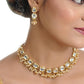 Tehzeeb Creations Back Meenakari Gold-Polished White Color Triangular Shape Earring Jewellery Set Uncut Kundan Big Faux Kundan Dibbi Kundan Choker Necklace Set | Swadesiicart