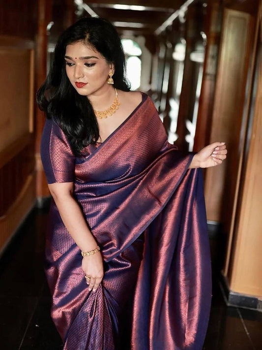 Kalini Woven Design Zari Silk Blend Banarasi Saree | Swadesiicart