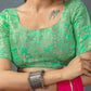 Amodini Designer Studio Women's Banarsi Brocade Rama Green Blouse