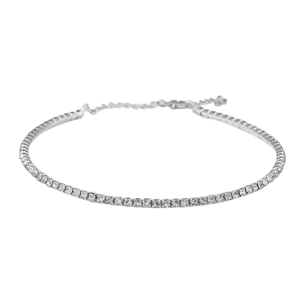Silver-Toned Alloy Rhinestones Studded Choker - The Pari | Swadesiicart