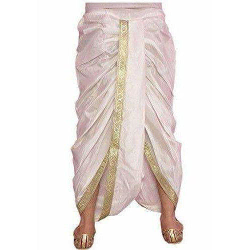 Men's Silk Solid Dhoti (White, Free Size) | Swadesiicart