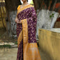 Joban Fashion Purple Crepe Chiffon Pure Handloom Banarasi Silk Saree | Swadesiicart