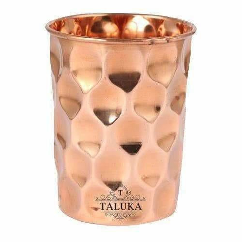Set OF 6 Hammered Diamond Copper Glass Tumble - Swadesiicart