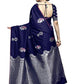 Shiv Textiles Women's Dark Blue Jacquard Art Silk Saree | Swadesiicart