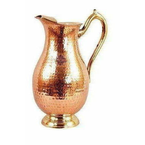 Steel Copper Jug Pitcher with Brass Handle - Swadesiicart