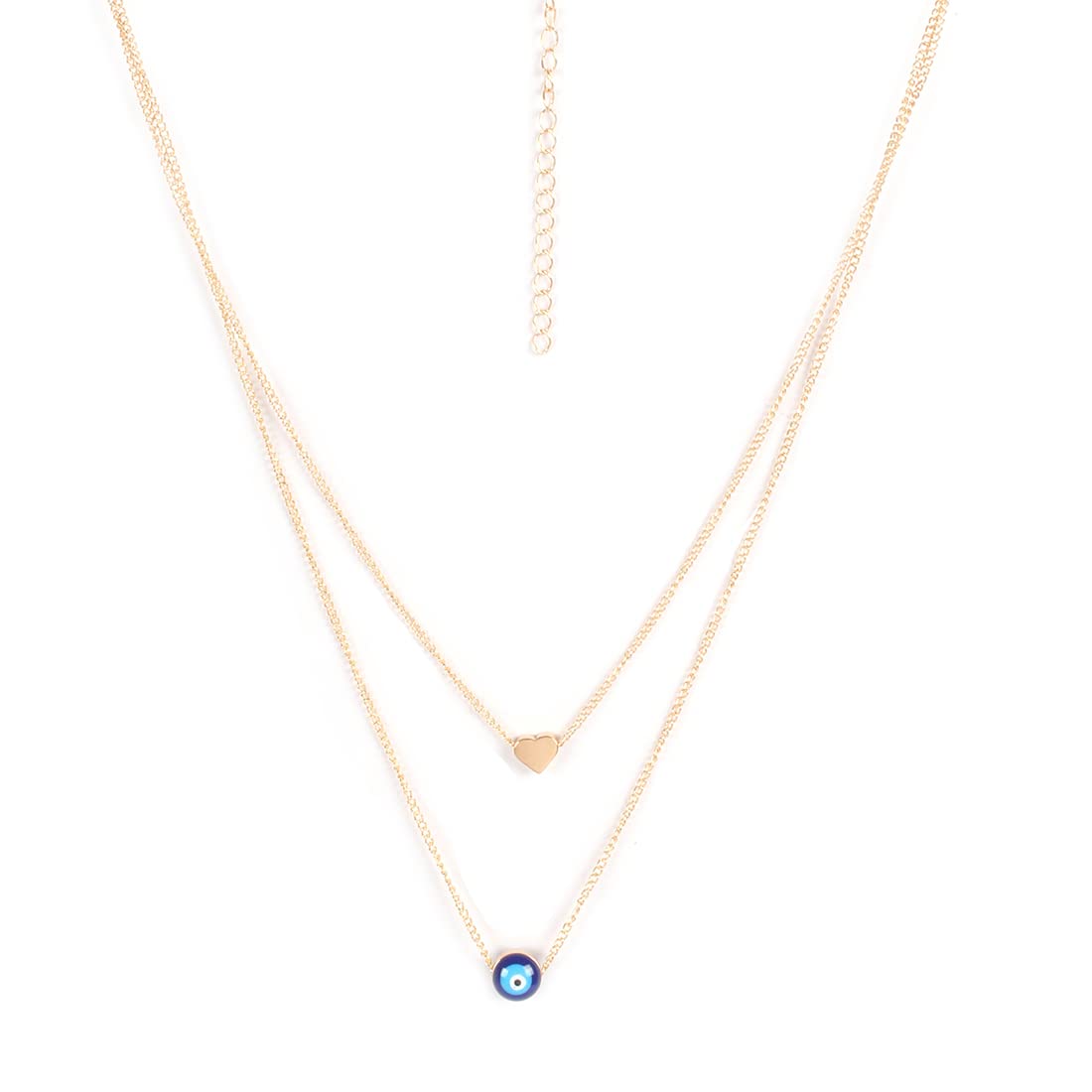 Gold-Toned Alloy Heart & Evil Eye Necklace - The Pari | Swadesiicart