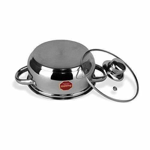 Stainless Steel Friendly Belly Shape Cook Bottom with Glass Lid - Swadesiicart