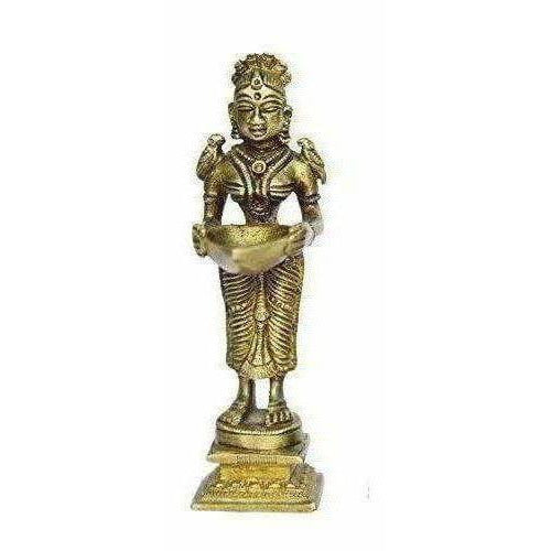 Oil Lamp Deep Lady Brass Collectible Handicraft Small Art | Swadesiicart