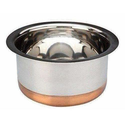 Stainless Steel Patila Round Copper Bottom Container Ganj Tapeli with Lid - Swadesiicart