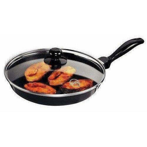 Non-Stick Frying Pan with Glass Lid - 1.5 Litres - Black - Swadesiicart