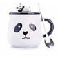 Panda Ceramic Mug with Ceramic Lid and Spoon(Random Design)-300 ML (Pack of 1) - Swadesiicart