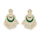 Womens Gold-Polished Intricately Designed Traditional Meenakari Chandbali Earrings Glided With Kundans & Pearls - Wahe Jewels - Swadesiicart