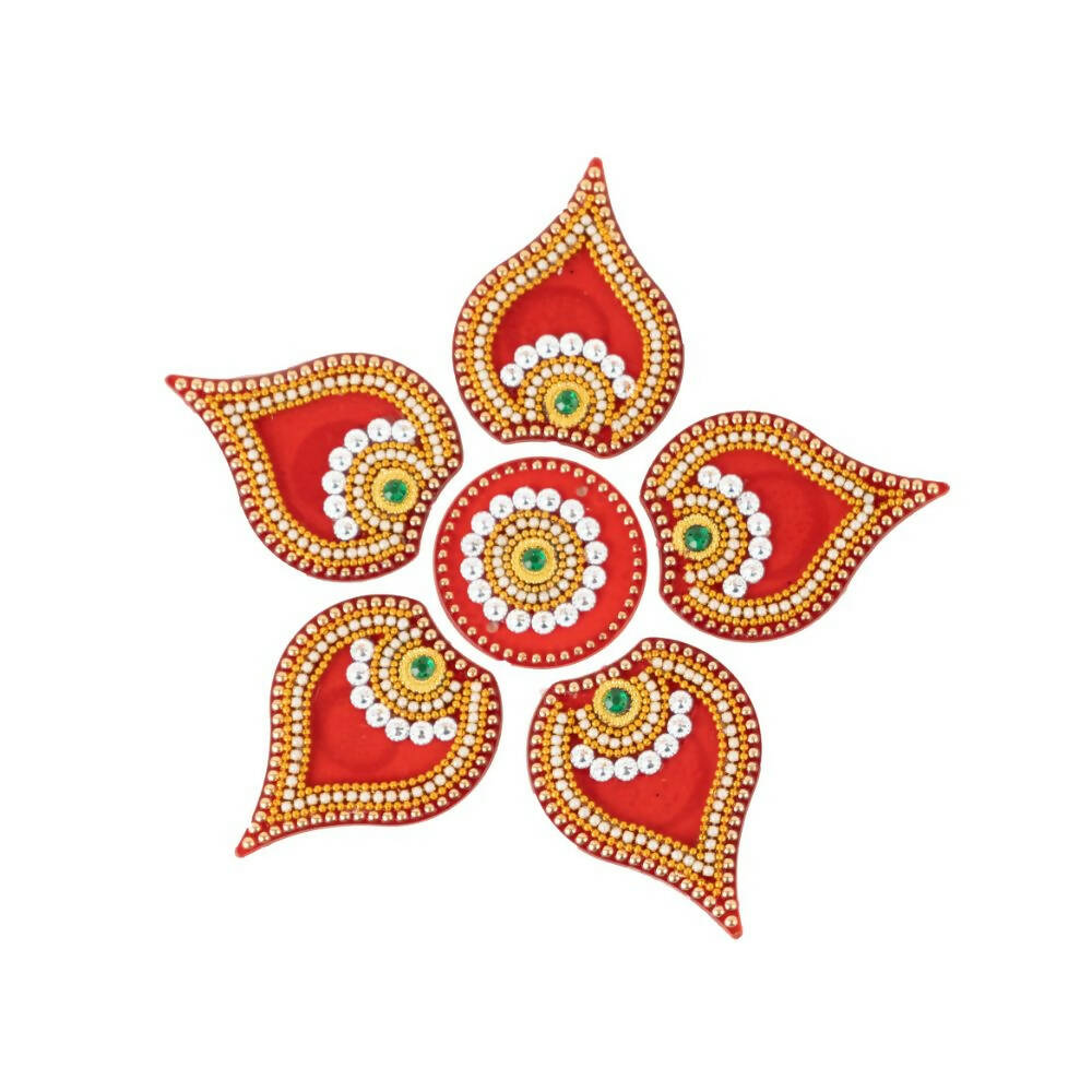 Kundan HandiKrafts Designer Modak Rangoli Red (Baby) - Aahana - The Bliss Store