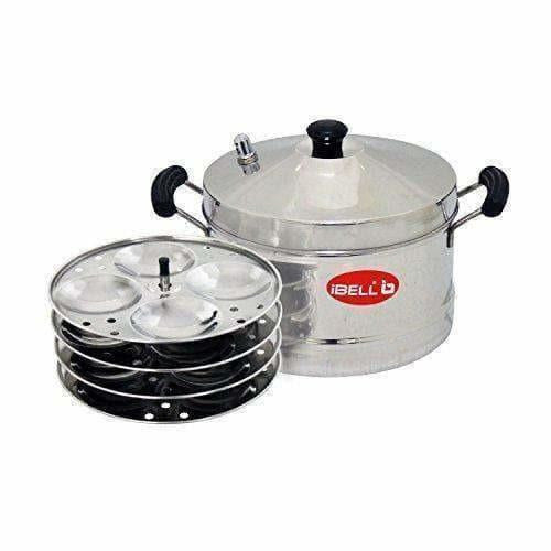 Stainless Steel Idly Cooker With 4 Idly Plates - Swadesiicart