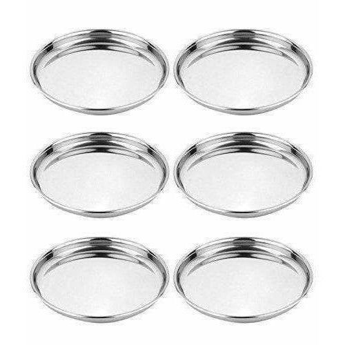 Stainless Steel Dinner Plates Set Of 6 - Swadesiicart