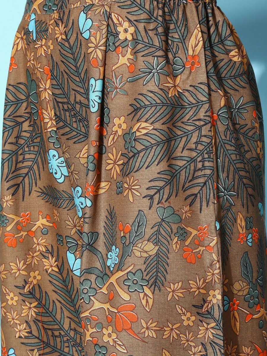 Ahalyaa Women's Brown Colour Cotton Blend Digital Printed Kurta Palazzo Set With Dupatta | Swadesiicart