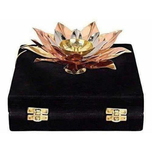 Copper Plated Lotus Design Diya - Swadesiicart