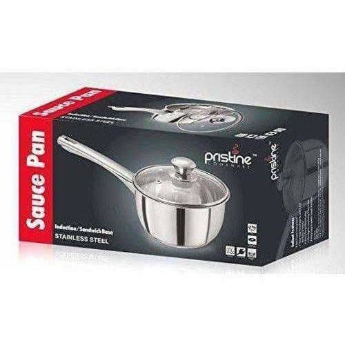 Stainless Steel Sandwich Base Dlx Sauce Pan with Glass Lid - Swadesiicart