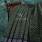 Dark Green and Navy Blue Geometrical Print Semi Chanderi Saree By Gayathri Reddy Designer Studio | Swadesiicart