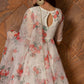 Pomcha Jaipur Red And White Floral Organza Anarkali Set | Swadesiicart