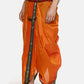 Sethukrishna Men Orange Solid Readymade Dhoti Pants With Angavastram | Swadesiicart