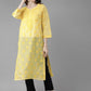 ADA Women Yellow & Black Chikankari Embroidered Handloom Kurta with Cotton Trousers | Swadesiicart