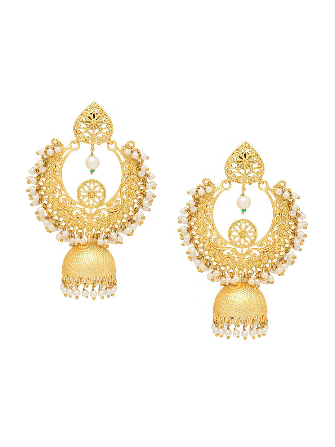 Yellow Chimes Women Gold-Toned Contemporary Chandbali Jumka Earrings | Swadesiicart