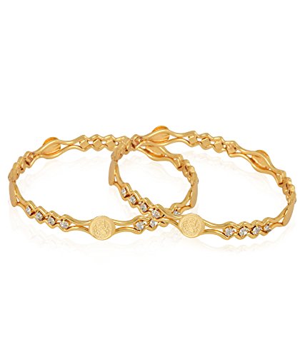 Gold-Polished Alloy Goddess Laxmi Bangle Set - The Pari - Swadesiicart