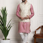 Sojanya Woven Design Mandarin Collar Kurta with Churidar & Nehru Jacket | Swadesiicart