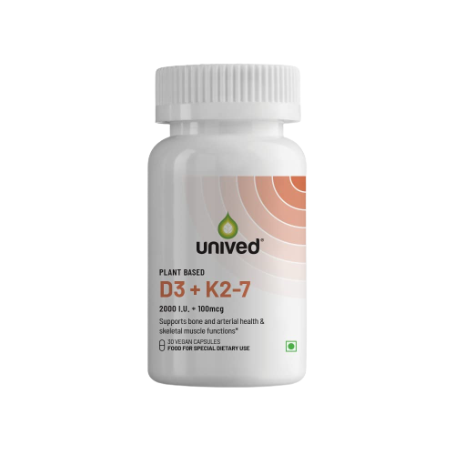 Unived Plant Based D3+K2 -7 Vegan Capsules | Swadesiicart