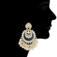 Gold-Polished Intricately Designed Traditional Meenakari Chandbali Earrings Glided With Kundans & Pearls - Wahe Jewels - Swadesiicart