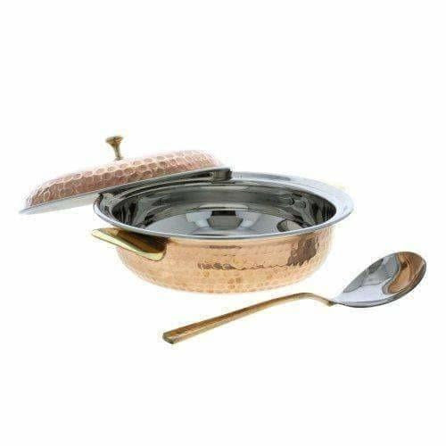 Copper Serving Bowl Tureen with Spoon - Swadesiicart