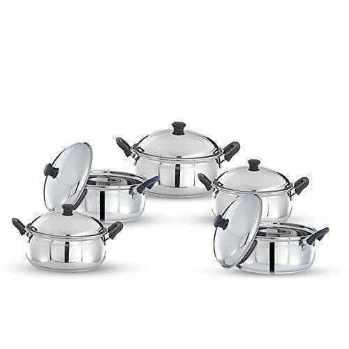 Stainless Steel Cook and Serve Handi Set (5-Pieces, Silver) - Swadesiicart