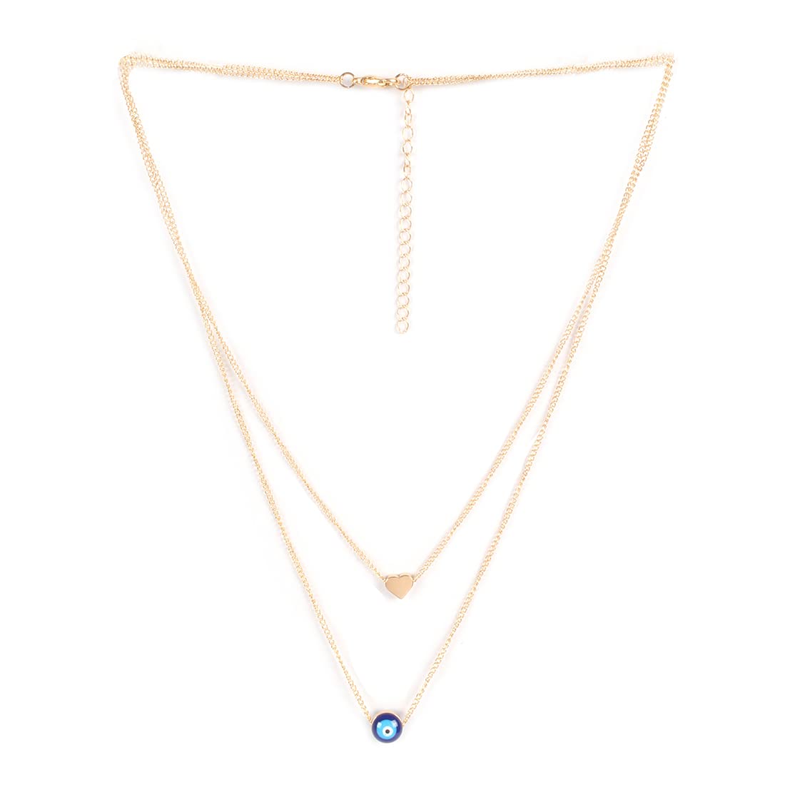 Gold-Toned Alloy Heart & Evil Eye Necklace - The Pari | Swadesiicart