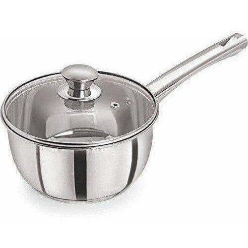 Stainless Steel Sandwich Base Dlx Sauce Pan with Glass Lid - Swadesiicart