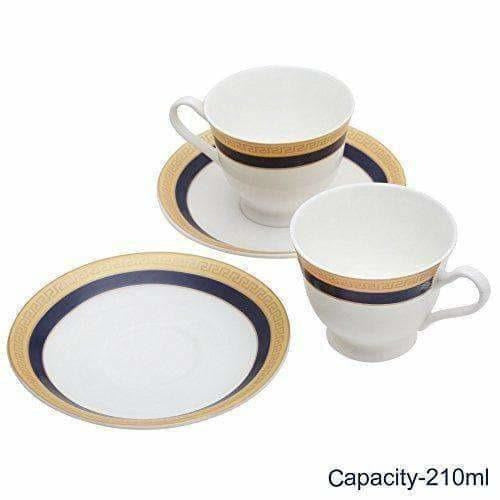 Classical Golden Border Cup Set with Saucer, Set of 12, 200ml - Swadesiicart