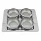 Stainless Steel Serving Set with Wooden Lid and Tray - 4 Pieces - Swadesiicart