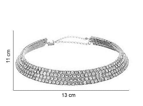Silver-Toned Alloy Rhinestones Studded Choker Necklace - The Pari | Swadesiicart