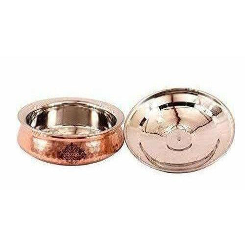 Steel Copper Handi Bowl With Lid - Swadesiicart