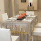 Transparent With Golden Lace 6 Seater Dinning Table Cover - Swadesiicart