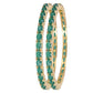 Gold-Polished Alloy Green Ad 2 Bangles Set - The Pari - Swadesiicart