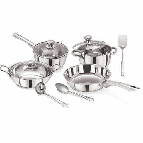 Pristine Tri Ply Induction Base Cooking Essential Steel Cookware - Swadesiicart