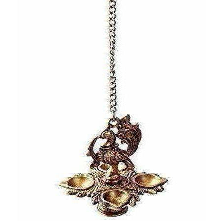 Peacock Hanging Diya With Chain - Swadesiicart