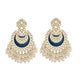 Gold-Polished Intricately Designed Traditional Meenakari Chandbali Earrings Glided With Kundans & Pearls - Wahe Jewels - Swadesiicart
