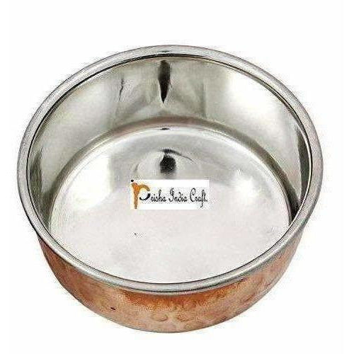 Handmade Steel Copper Serving Bowl and Spoon Set - Swadesiicart